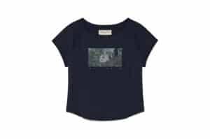 Matin Kim Rabbit Printing Raglan Slim Top Navy TS023