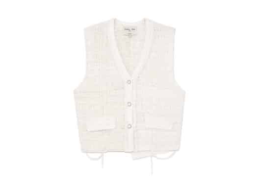 Matin Kim Rough Tweed Knit Vest Ivory KV003