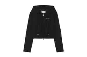 Matin Kim Sleeve Slit Point Hoody Zip Up Black JP007