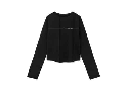 Matin Kim Tuck Detail Small Logo Long Sleeve Tee Black TS009