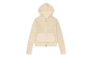 Matin Kim Two Tone Mesh Knit Hoody Zip Up Ivory CD002