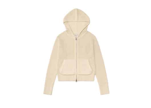Matin Kim Two Tone Mesh Knit Hoody Zip Up Ivory CD002
