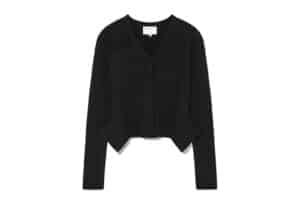 Matin Kim Unbalance Cut Line Button Cardigan Black CD004