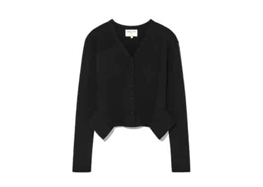 Matin Kim Unbalance Cut Line Button Cardigan Black CD004