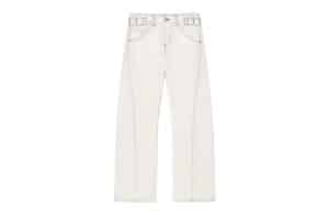 Matin Kim Waist Buckle Curved Twill Denim Pants White DN014
