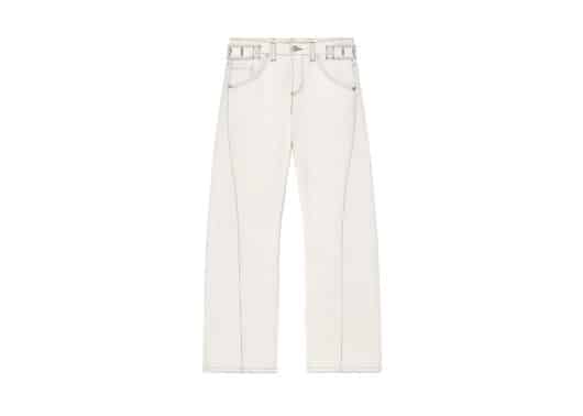 Matin Kim Waist Buckle Curved Twill Denim Pants White DN014