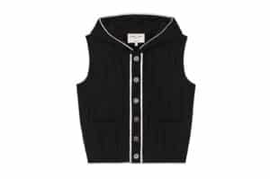 Matin Kim Wrinkle Hoody Button Knit Vest Black KV004