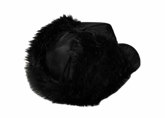 Open Yy Faux Fur Earflap Cap Black Back View