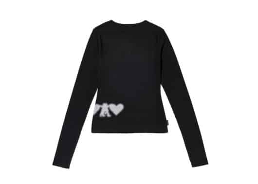 Open Yy Ribbed Yy Hug&Heart Top Black Back View