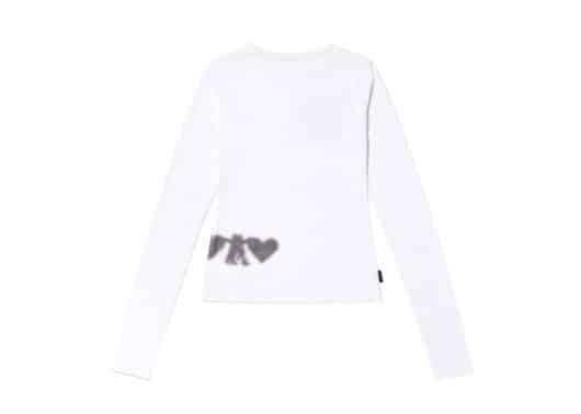 Open Yy Ribbed Yy Hug&Heart Top White Back View