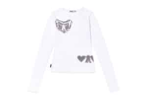 Open Yy Ribbed Yy Hug&Heart Top White Front View