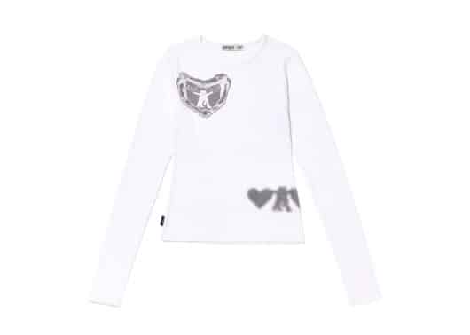 Open Yy Ribbed Yy Hug&Heart Top White Front View