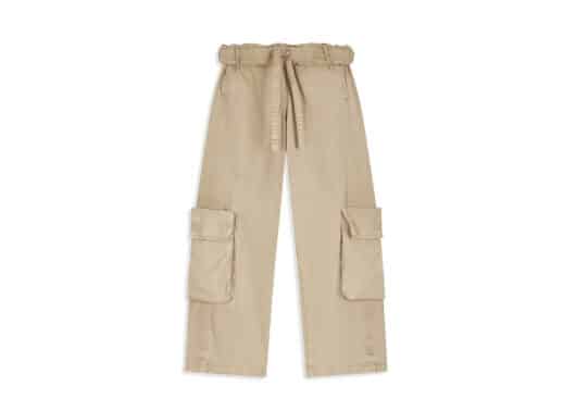 Open Yy Washed Rolled Cargo Pants Beige Front View