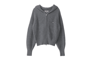 Rolarola 2Way Wool Knit Hooded Zip-Up Gray