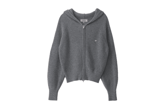 Rolarola 2Way Wool Knit Hooded Zip-Up Gray
