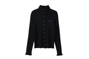 Rolarola High Neck Frill Knit Cardigan Black