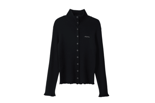 Rolarola High Neck Frill Knit Cardigan Black