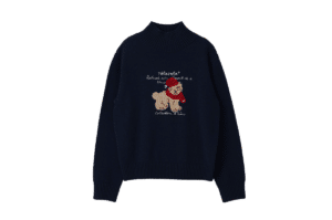 Rolarola Puppy Jacquard High Neck Knit Navy