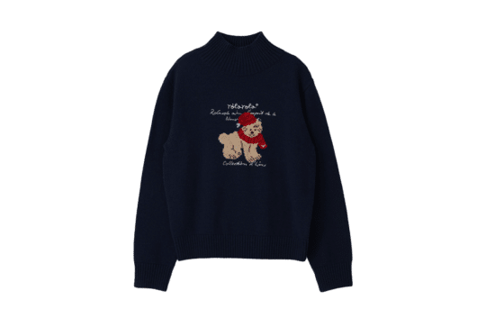 Rolarola Puppy Jacquard High Neck Knit Navy