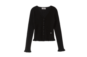 Rolarola V Neck Ruffle Cardigan Black