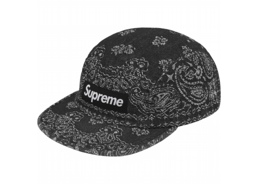 Supreme Bandana Jacquard Denim Camp Cap Black