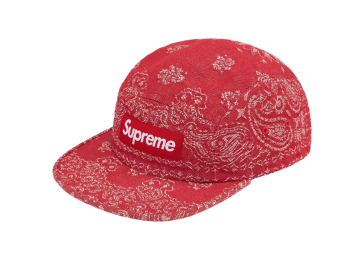 Supreme Bandana Jacquard Denim Camp Cap Red
