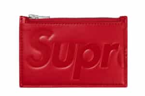 Supreme Leather Zip Card Holder Red