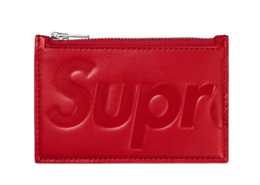 Supreme Leather Zip Card Holder Red