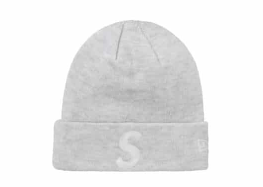 Supreme New Era S Logo Beanie (FW24) Heather Grey Front View