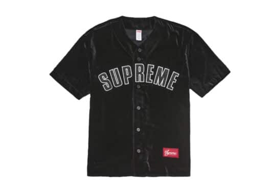 Supreme Velvet Baseball Jersey Black