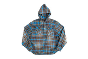 UNKNOWNWORLD Flannel plaid Distressed Hooded Jacket Blue