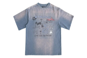 UNKNOWNWORLD Hand-painted Graffiti Print Tee Blue