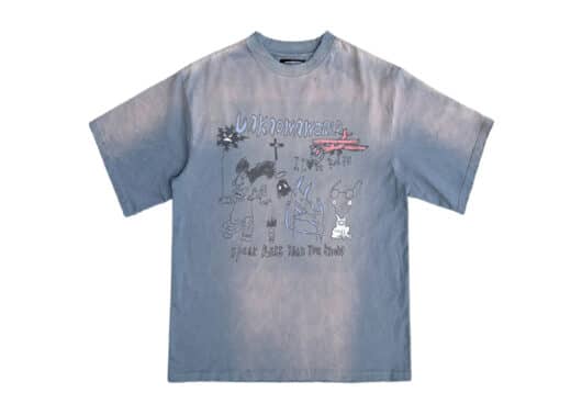 UNKNOWNWORLD Hand-painted Graffiti Print Tee Blue