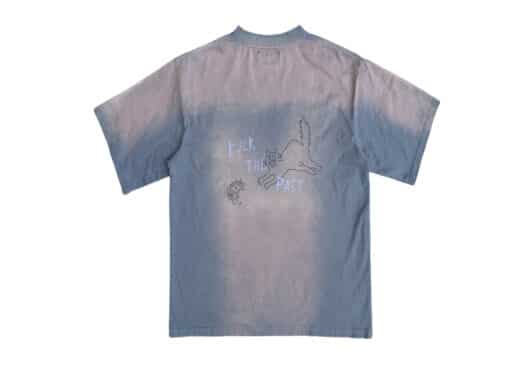 UNKNOWNWORLD Hand-painted Graffiti Print Tee Blue - Image 2