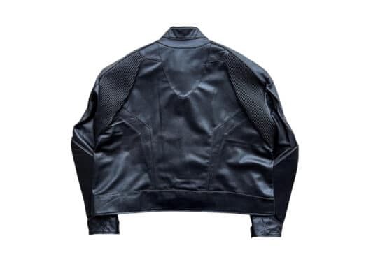 UNKNOWNWORLD Heavyweight High Brightness Motorcycle Leather Jacket Black - Image 2
