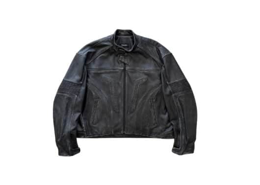 UNKNOWNWORLD Vintage Distressed Motorcycle Leather Jacket Black