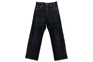 UNKNOWNWORLD Waxed Wide-leg Jeans Black