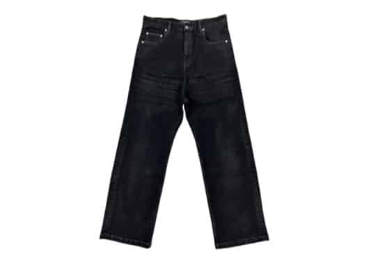 UNKNOWNWORLD Waxed Wide-leg Jeans Black