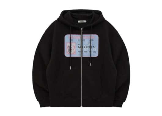 Wai Kei Maltese Cloud Name Tag Zip-Up Hoodie Black