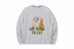 Wai Kei Maltese and Cheesecat Man to Man Crewneck Melange White