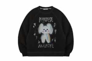 Wai Kei Oil Painting Maltese Raglan Man to Man Black