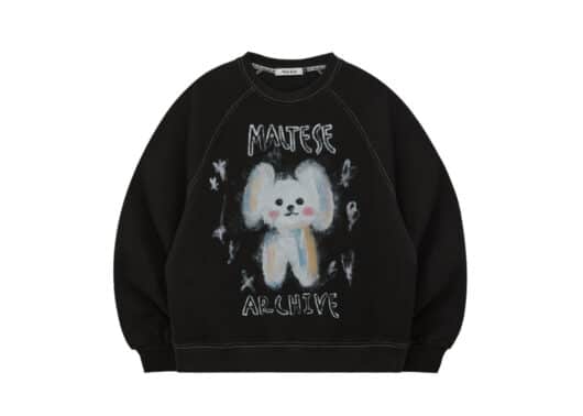 Wai Kei Oil Painting Maltese Raglan Man to Man Black