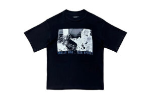 UNKNOWNWORLD Nirvana Print Unisex Loose Dropped Shoulder Tee Black