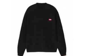 A Few Good Kids Retro Small Logo Striped Knit Crewneck Black