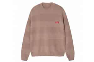 A Few Good Kids Retro Small Logo Striped Knit Crewneck Khaki