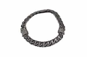 Glacierboy Double Wolf Head Thick Cuban Chain Black