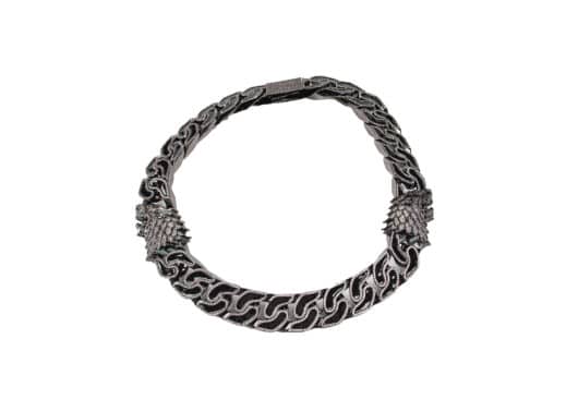 Glacierboy Double Wolf Head Thick Cuban Chain Black