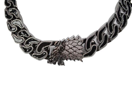 Glacierboy Double Wolf Head Thick Cuban Chain Black - Image 2