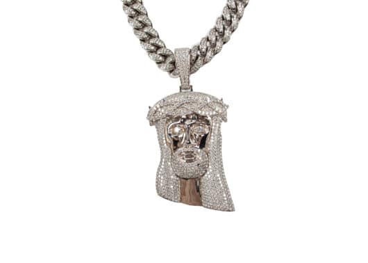 Glacierboy Jesus Pendant Cuban Chain Silver - Image 2