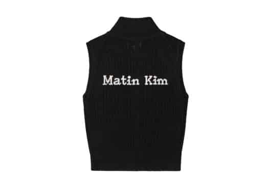 Matin Kim Back Logo High Neck Knit Vest Black KV006 - Image 2